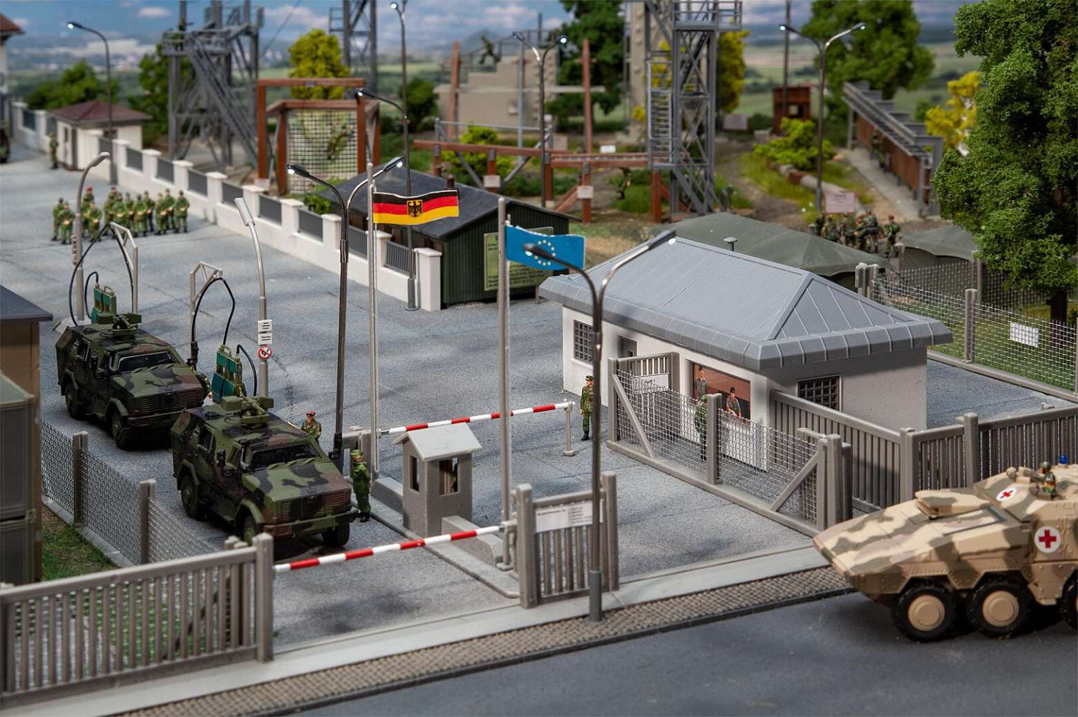 Sentry building with barrier