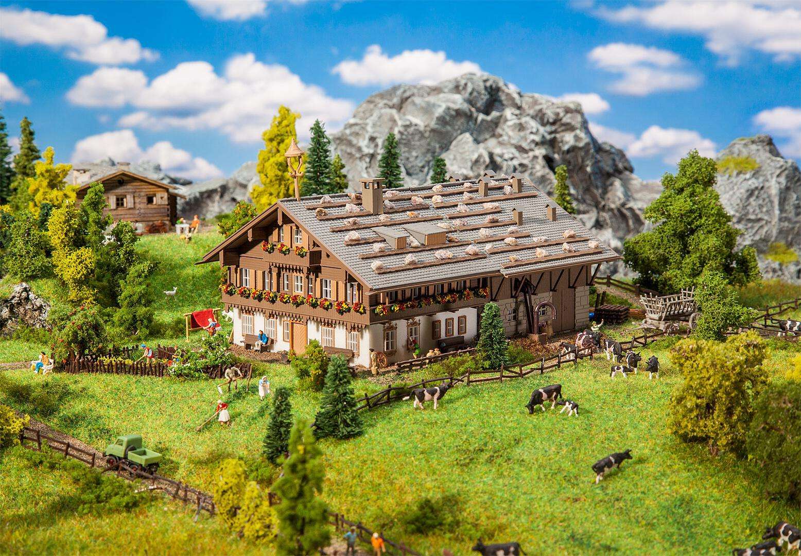 Large Alpine farm with barn