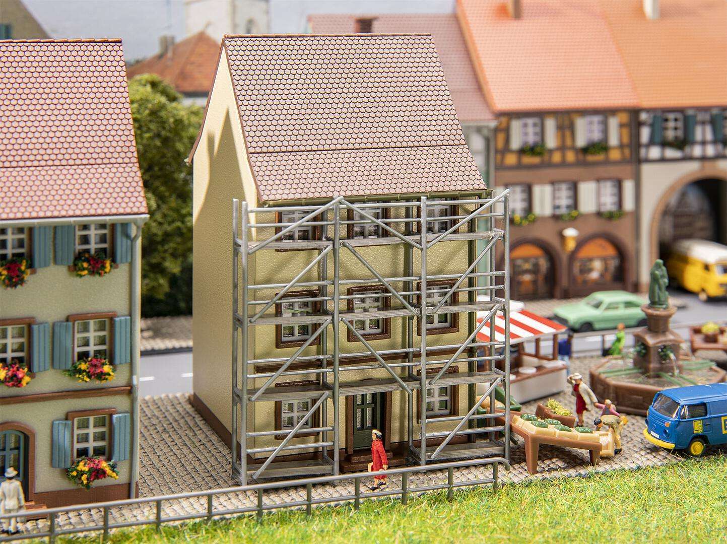 Old-Town house with scaffolding