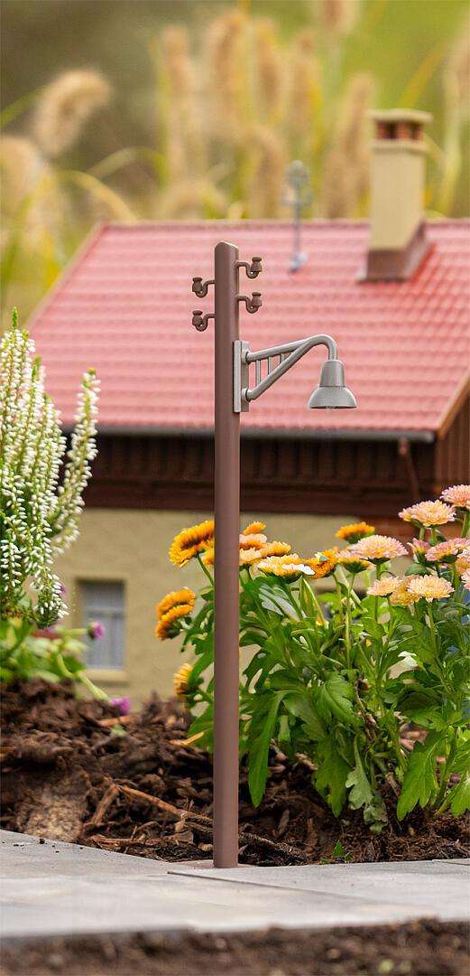Wooden pole with bracket light, 2 pieces