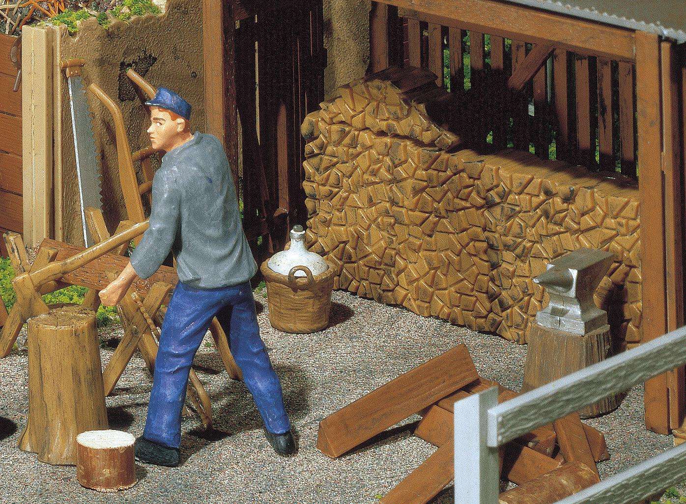 Pile of wood, tools