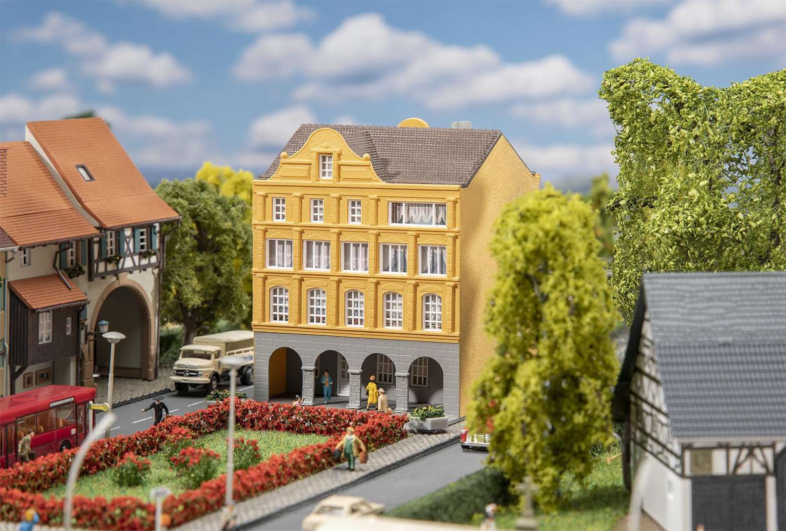 Town house with archways